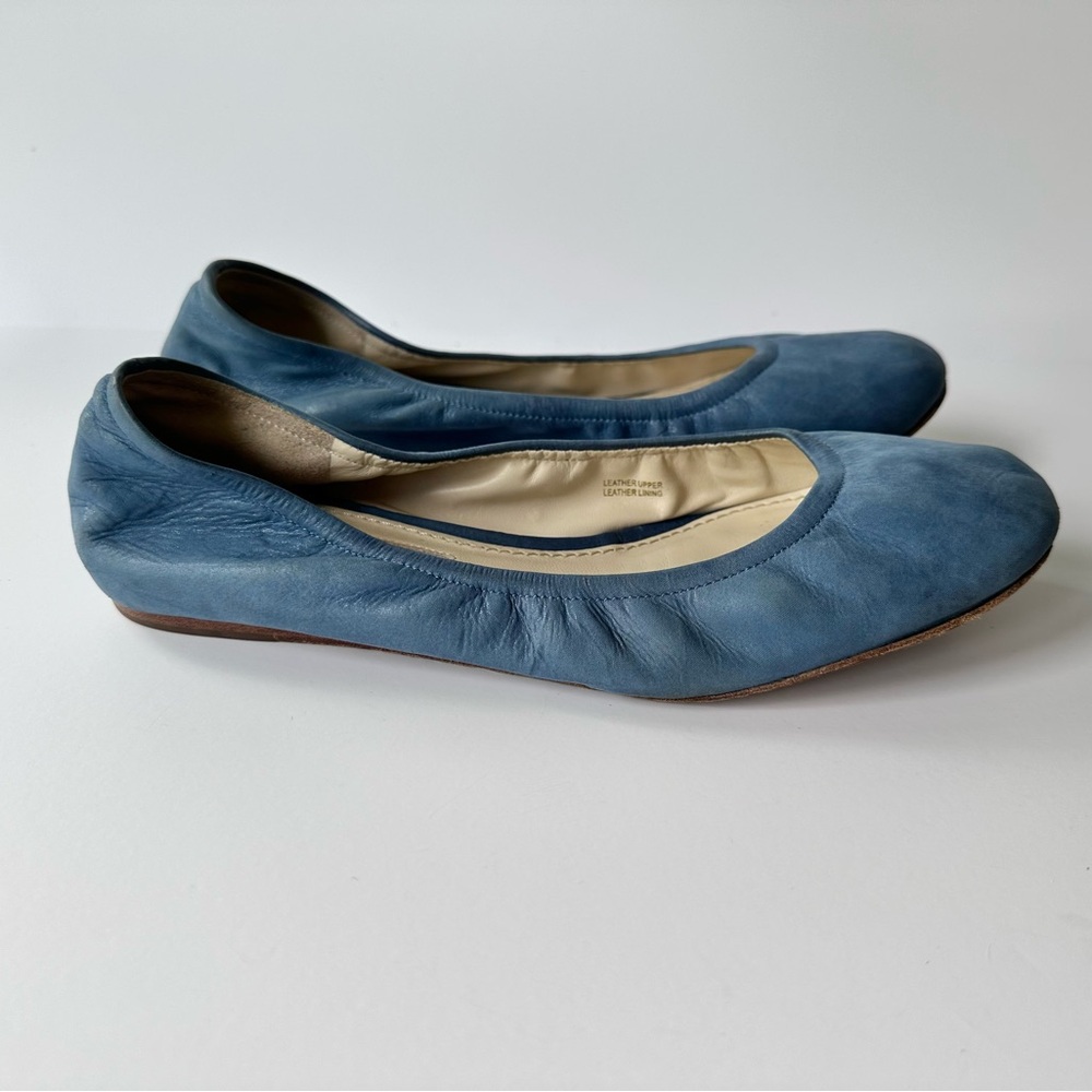 Vera Wang Lavendar Label Leather Ballet Flats in Blue Shimmer Size 8 - Picture 9 of 16